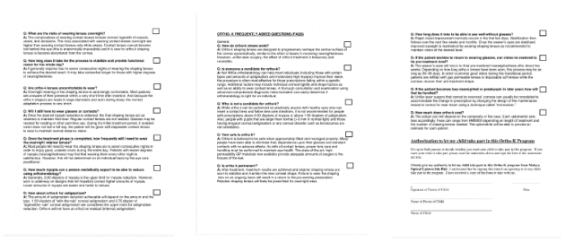 Ortho K Consent Form